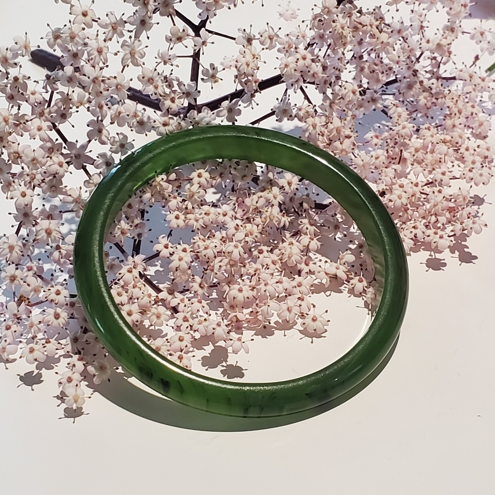 Green and black marble, plastic bangle bracelet